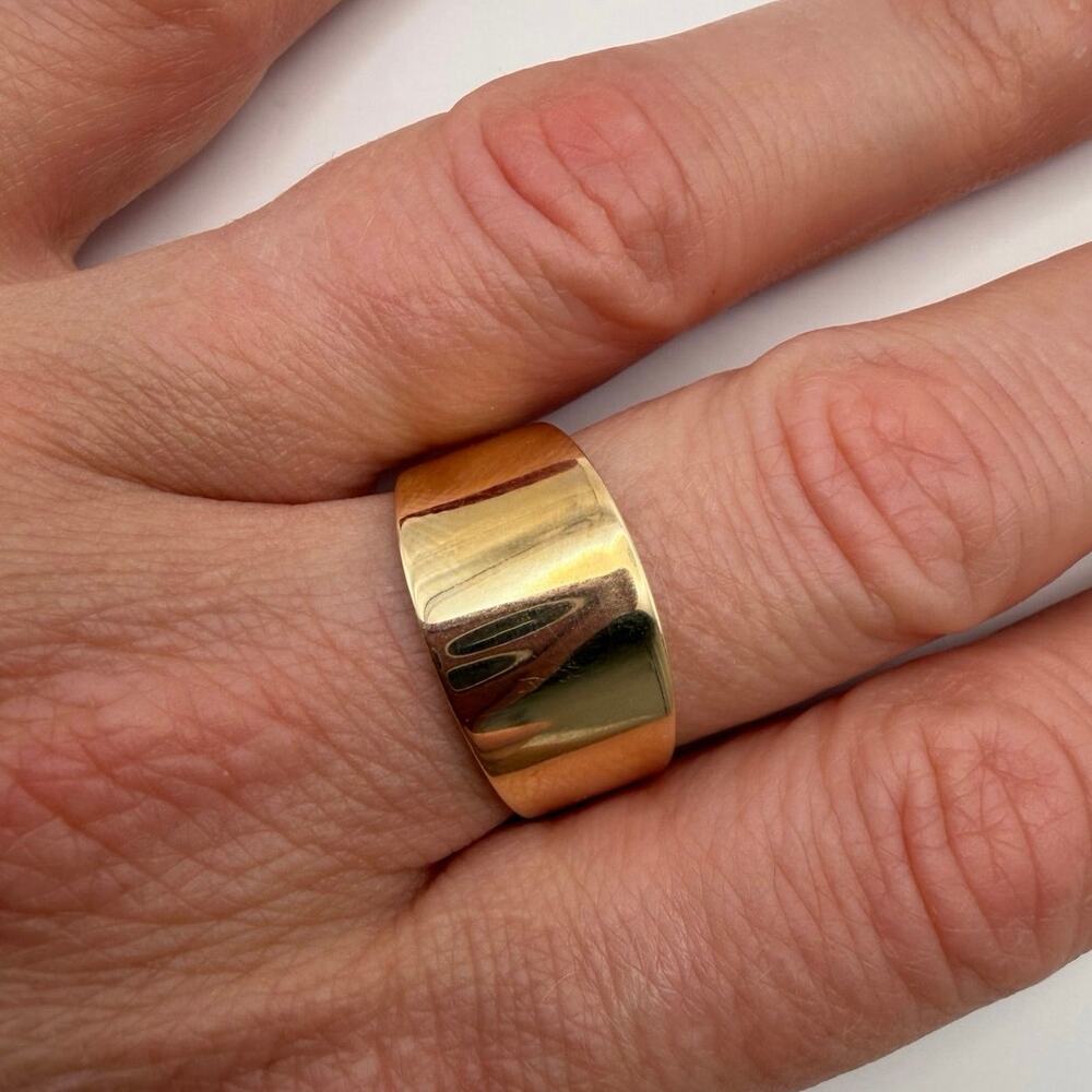 Solid 10K Yellow Gold Tapered Cigar Band Ring Size 9.25 3.00g Wide 10KT